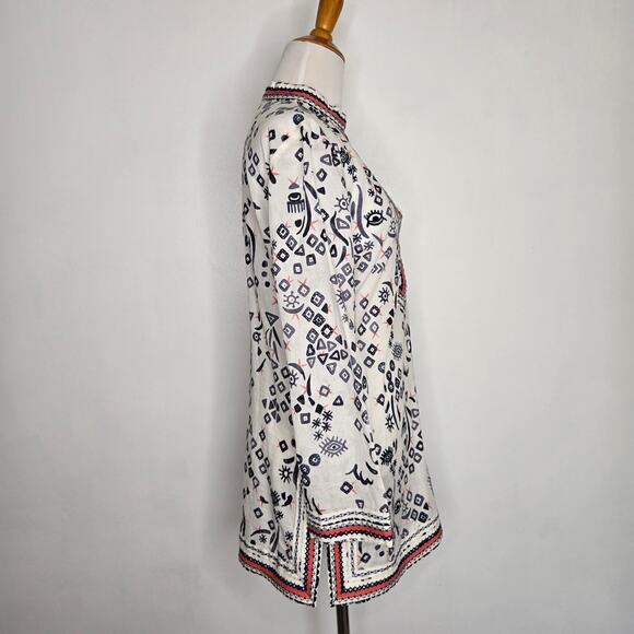 Tory Burch Evil Eye Printed Tunic Embellished Lightweight Symbols Women 4 - Picture 2 of 12